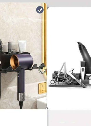 Space-Saving Wall-Mounted Hair Dryer Holder - Hands-Free, Fits Small to Large Dryers, Perfect for Bathroom Organization