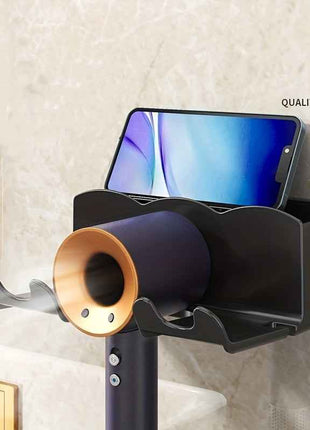 Space-Saving Wall-Mounted Hair Dryer Holder - Hands-Free, Fits Small to Large Dryers, Perfect for Bathroom Organization