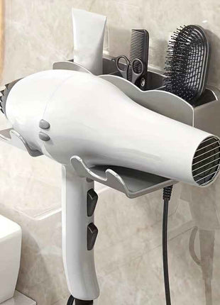 Space-Saving Wall-Mounted Hair Dryer Holder - Hands-Free, Fits Small to Large Dryers, Perfect for Bathroom Organization