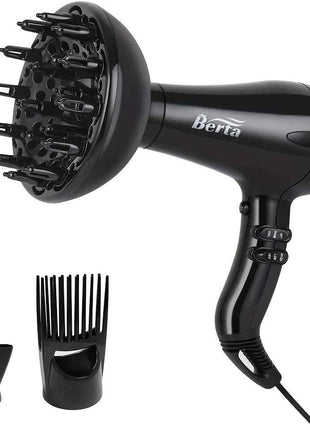 1875W Powerful Ionic Hair Dryer, 1pc Professional Salon Hair Dryer, Black/Black-Red, 2 Speed/3 Heat Settings, Negative Ion Fast Drying with Ion Conditioning