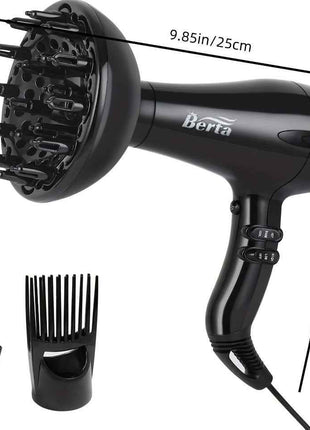 1875W Powerful Ionic Hair Dryer, 1pc Professional Salon Hair Dryer, Black/Black-Red, 2 Speed/3 Heat Settings, Negative Ion Fast Drying with Ion Conditioning
