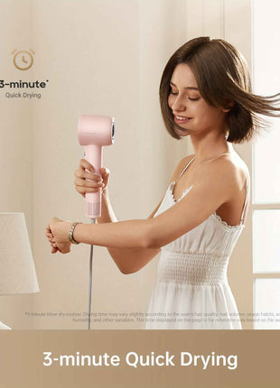 Dreame Hair Dryer Gleam, Fast Hair Drying, Lightweight Design, 0.73lbs, 200 Million Negative Ions For Smooth Hair, Temperature And Air Flow Control, Portable, Pink