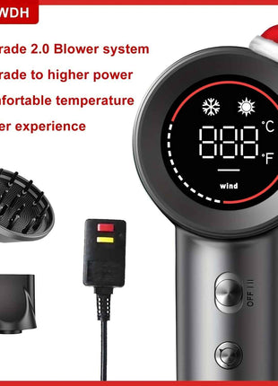 The Perfect Gift For SDKWDH Christmas! Digital Screen Hair Dryer - Negative Ions. 150000 RPM Motor, Fast, Quiet And Dry. Hd Display. Diffuser, Nozzle. Five Temperatures, Two Speeds. Compact, Smart. SMP-JYCFJ-1