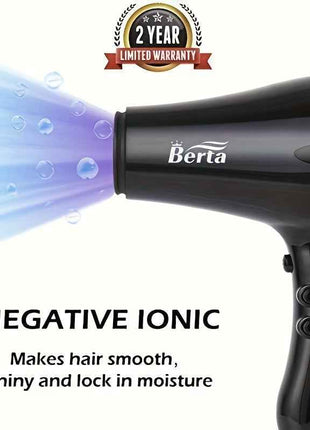 1875W Powerful Ionic Hair Dryer, 1pc Professional Salon Hair Dryer, Black/Black-Red, 2 Speed/3 Heat Settings, Negative Ion Fast Drying with Ion Conditioning