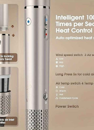 MAXGROOM 7-in-1 High-Speed Hair Dryer & Styler Set - Fast Drying, Auto Curling & Straightening with Volumizing Brush, Includes Attachments for All Hair Types