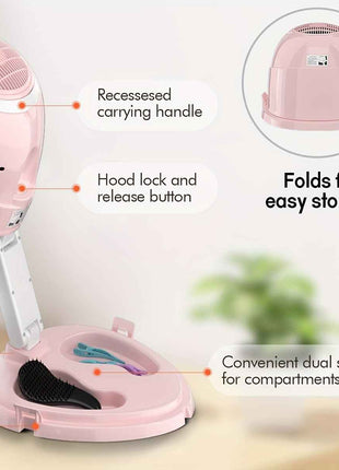 1875W Ionic Hooded Hair Dryer with 3 Heating Settings, Professional Ceramic Technology, Portable Sit-Under Dryer for Women, Black Dome Design for Home & Salon Use, Personal Grooming Accessory | Stylish Hooded Dryer | Adjustab