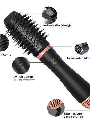 Hair Curler 5 In 1 Electric Blow Dryer Hair Curling Wand Detachable Brush Kit Negative Ion Straightener Hair Curler High Speed Hair Dryer With 60000 RPM Dryer Hot Air Brush (US 110V)