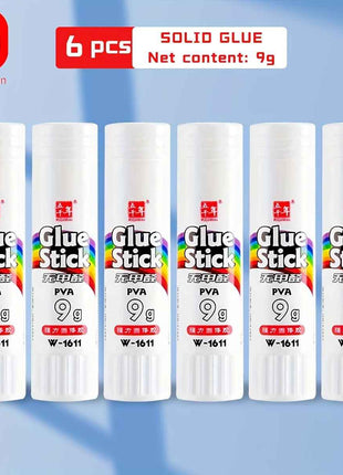 6 pezzi di stick di colla ad alta adesività WQN, colla solida, adesivo per artigianato, materiale scolastico, cancelleria kawaii, materiale per ufficio, prodotti per giovani, 9 g/15 g/21 g/36 g, stagione del ritorno a scuola, asciugatura rapida, impermeab