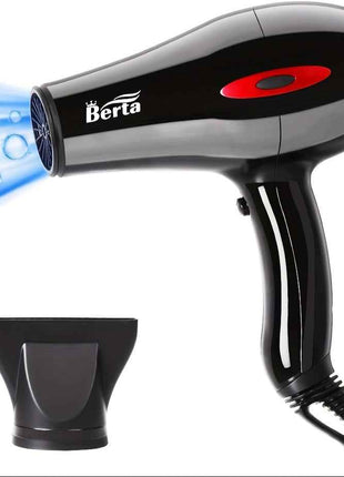 1875W Powerful Ionic Hair Dryer, 1pc Professional Salon Hair Dryer, Black/Black-Red, 2 Speed/3 Heat Settings, Negative Ion Fast Drying with Ion Conditioning