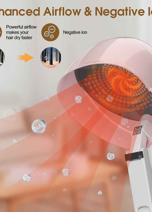 1875W Ionic Hooded Hair Dryer with 3 Heating Settings, Professional Ceramic Technology, Portable Sit-Under Dryer for Women, Black Dome Design for Home & Salon Use, Personal Grooming Accessory | Stylish Hooded Dryer | Adjustab