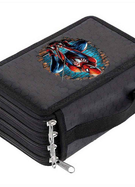 1pc Spider-Man 4-Layer Canvas Pen Bag - Tessuto Oxford Resistente, Portatile Art Storage per Pittura, Schizzi e Matite Colorate, Regalo Ideale per Amici e Famiglia, Art Supplies Storage | Design Spiderman | Chiusura Resistente con Cerniera, Custodia per M