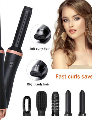 Hair Curler 5 In 1 Electric Blow Dryer Hair Curling Wand Detachable Brush Kit Negative Ion Straightener Hair Curler High Speed Hair Dryer With 60000 RPM Dryer Hot Air Brush (US 110V)