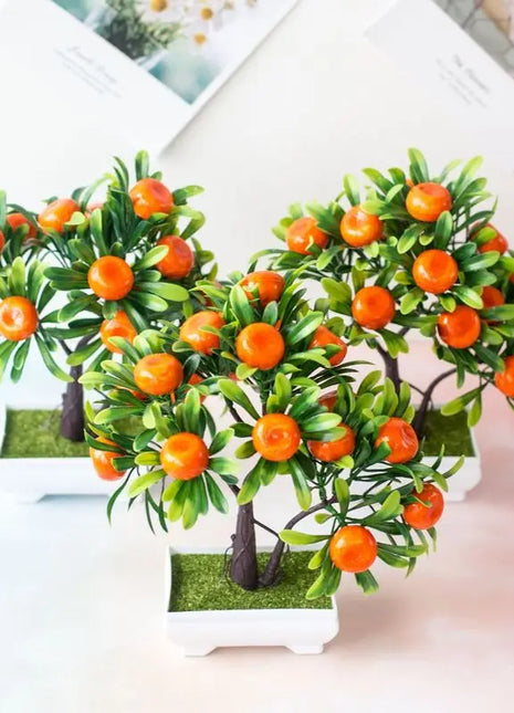 Artificial Plants Bonsai Mandarin Orange Fruit Tree Potted for Home Wedding Room Decoration Flower Hotel Party Decor Fake Potted