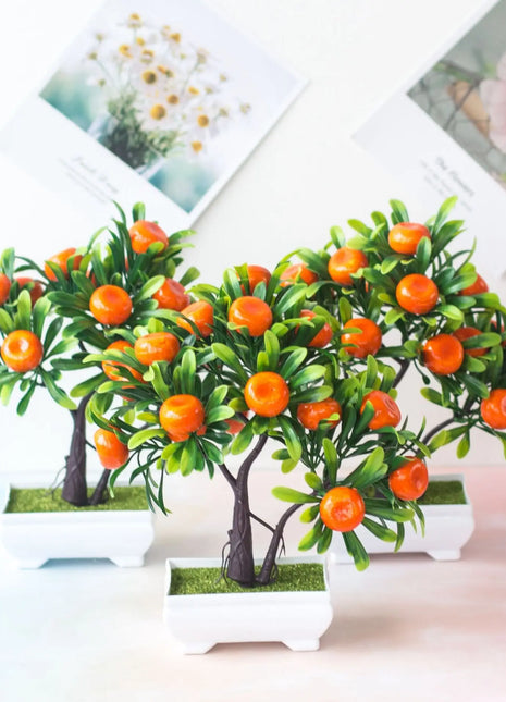 Artificial Plants Bonsai Mandarin Orange Fruit Tree Potted for Home Wedding Room Decoration Flower Hotel Party Decor Fake Potted