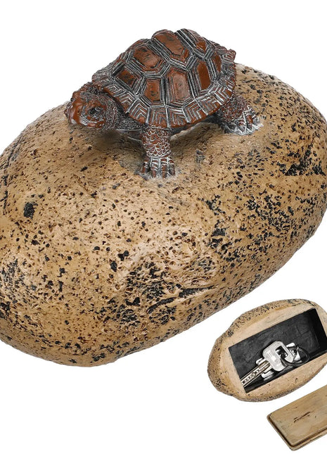 Resin Key Box Garden Hider Outdoor House for outside Lifelike Turtle Statue Holder Bracket - Riparo82