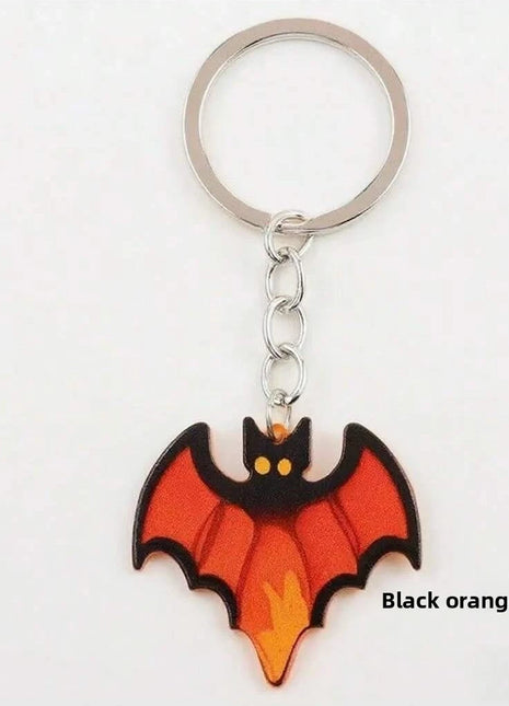 Halloween metal keychain contrast spider ghost bat acrylic material personalized decorations holiday party gifts. - Riparo82