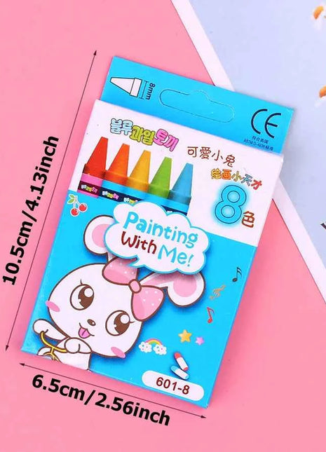 8pcs 8.5cm Boxed Color Crayon Children Painting Art Kits Creative Handmade Drawing Crayon Cute Painting Set Gift for Kids