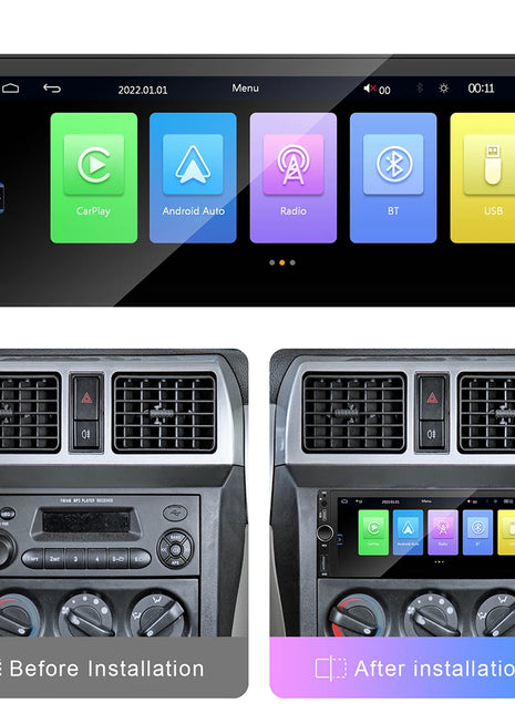 IPS 6.9 Inch 1Din Wired Carplay Android Auto Car Radio Multimedia Video MP5 Player Touch Screen Universal Autoradio Stereo - Riparo82