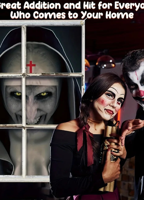 Halloween Horror Nun - Horror movie posters for haunted houses, indoor and outdoor horror door and window decorations - Riparo82