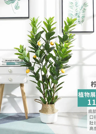 Simulation Green Plant Simulation Lemon Tree Pot Large Green Plant Bonsai Shopping Mall Restaurant Decoration on The Ground