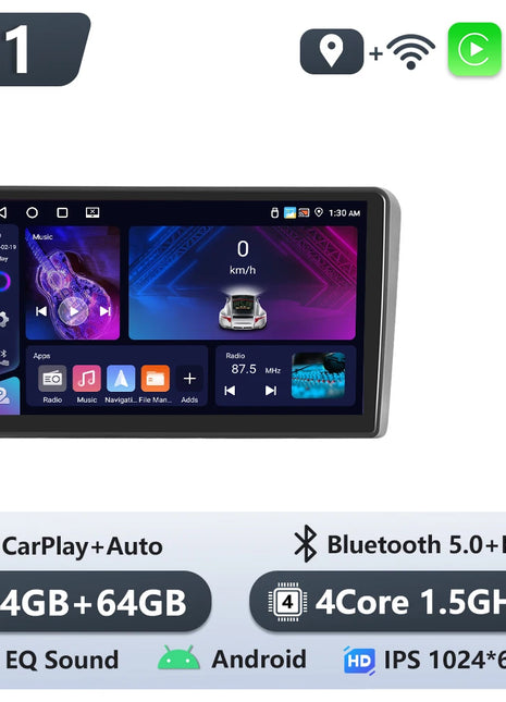 Podofo 6+128G Android 2Din Autoradio for Audi A3 2008-2012 Wireless CarPlay 9" IPS Screen Car Radio GPS Navigation Stereo Wifi - Riparo82