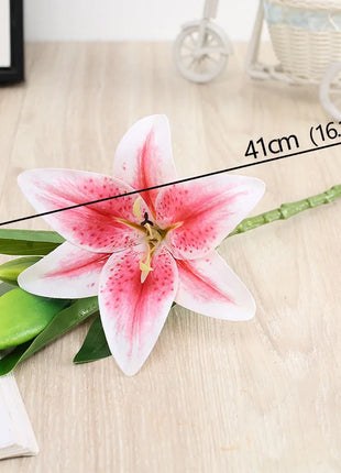 Artificial Lily Flower Real Looking 3D Printing Artificial Flowers Fake Flowers Flores for Wedding Home Garden Ornaments