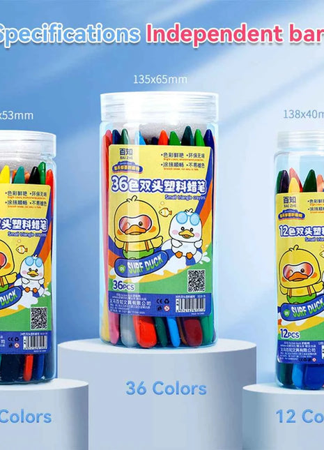 12-36 Color Kawaii Double-headed Triangle Crayon Children's Oil Painting Sticks Safe and Harmless Early Art Educational Supplies