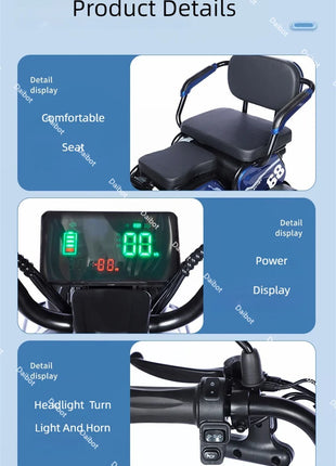 Adult Electric Tricycle Mini Passenger 3 Wheel Electric Scooter 3 Seats For Women Family 600W Powerful Senior Mobility Scooter