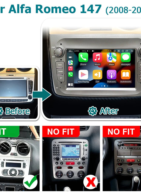 Android 14 Auto Car Radio Stereo Wireless Carplay autoradio For Alfa Romeo 147 Bluetooth 2 din Multimedia player Screen 4G LTE - Riparo82