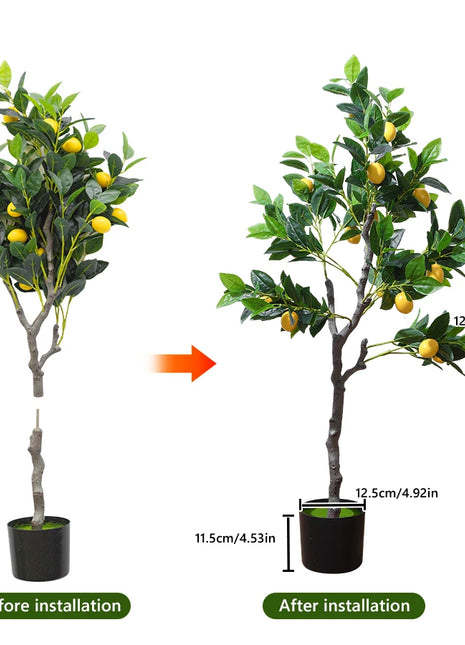 120cm/150cm Artificial Lemon Tree Artificial Tree With Fruit Fake Bonsai Plant Plastic Potted Plant Christmas Home Garden Decor