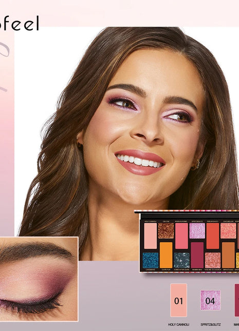 POPFEEL 16-Color Matte and Pearl Eyeshadow Palette-High Pigment,Pink and Earth Tones for Brightening and Enhancing Eye Makeup。 - Riparo82