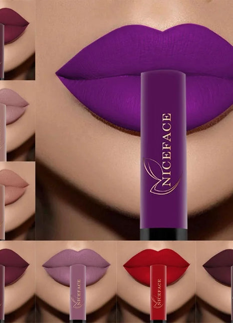 NICEFACE Nude Liquid Lipstick Ultra Matte Velvet Long Lasting Women Beauty Red Nonstick Cup Waterproof Lip Gloss Lips Cosmetics - Riparo82