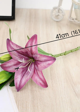 Artificial Lily Flower Real Looking 3D Printing Artificial Flowers Fake Flowers Flores for Wedding Home Garden Ornaments