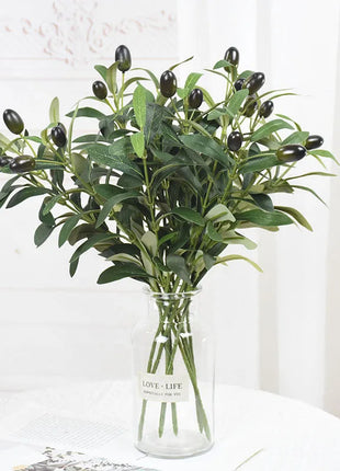 1/3pcs Artificial Olive Leaves Tree Branch Green Plant with Fruit for Home Garden Vase Decoration Wedding Bouquet Silk Flowers