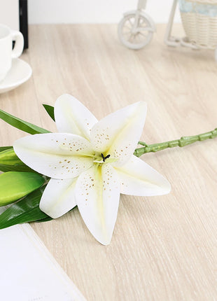 Real Looking 3D Printing Lily Branch  Artificial Flowers White Fake Flowers Flores for Wedding Home Garden Decoration