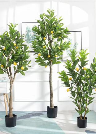 Simulation Green Plant Simulation Lemon Tree Pot Large Green Plant Bonsai Shopping Mall Restaurant Decoration on The Ground