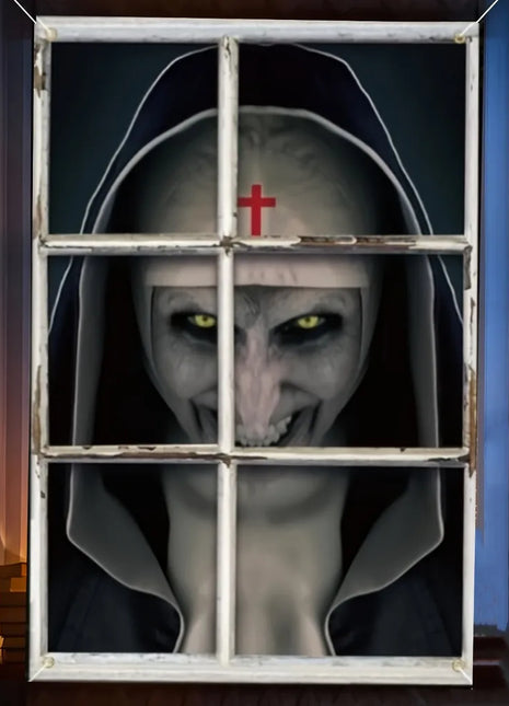 Halloween Horror Nun - Horror movie posters for haunted houses, indoor and outdoor horror door and window decorations - Riparo82