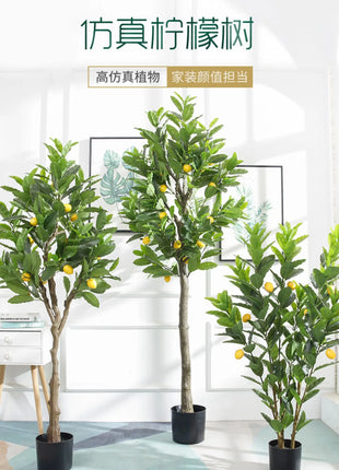 Simulation Green Plant Simulation Lemon Tree Pot Large Green Plant Bonsai Shopping Mall Restaurant Decoration on The Ground