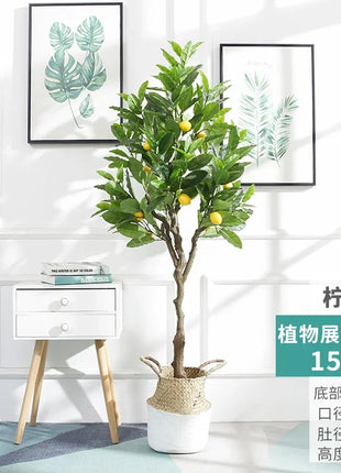 Simulation Green Plant Simulation Lemon Tree Pot Large Green Plant Bonsai Shopping Mall Restaurant Decoration on The Ground
