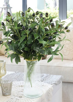 1/3pcs Artificial Olive Leaves Tree Branch Green Plant with Fruit for Home Garden Vase Decoration Wedding Bouquet Silk Flowers