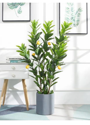 Simulation Green Plant Simulation Lemon Tree Pot Large Green Plant Bonsai Shopping Mall Restaurant Decoration on The Ground