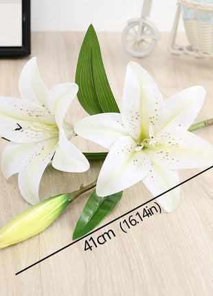 Artificial Lily Flower Real Looking 3D Printing Artificial Flowers Fake Flowers Flores for Wedding Home Garden Ornaments