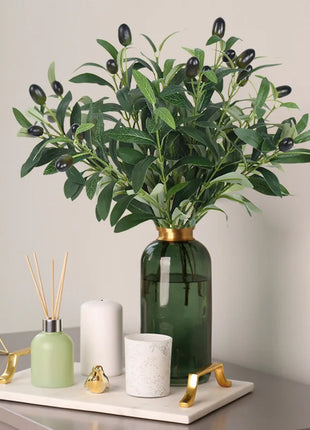1/3pcs Artificial Olive Leaves Tree Branch Green Plant with Fruit for Home Garden Vase Decoration Wedding Bouquet Silk Flowers