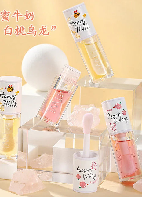 Peach Lip Oil Gloss Plumper Moisturizing Non Sticky Sexy Water Glossy Long-Lasting Transparent Liquid Lipstick - Riparo82