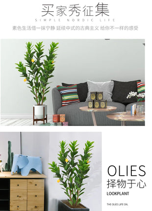 Simulation Green Plant Simulation Lemon Tree Pot Large Green Plant Bonsai Shopping Mall Restaurant Decoration on The Ground