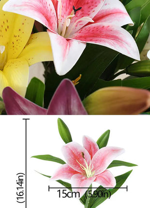 Artificial Lily Flower Real Looking 3D Printing Artificial Flowers Fake Flowers Flores for Wedding Home Garden Ornaments