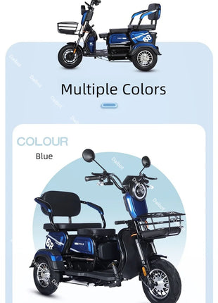 Adult Electric Tricycle Mini Passenger 3 Wheel Electric Scooter 3 Seats For Women Family 600W Powerful Senior Mobility Scooter