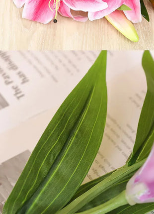 Artificial Lily Flower Real Looking 3D Printing Artificial Flowers Fake Flowers Flores for Wedding Home Garden Ornaments