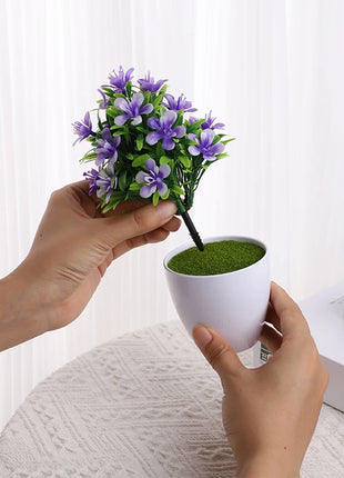 1pc Artificial Potted Plant Small Bonsai Flowers Pot Simulated Tree Ornaments Wedding Home Hotel Office Table Decor Fake Plants