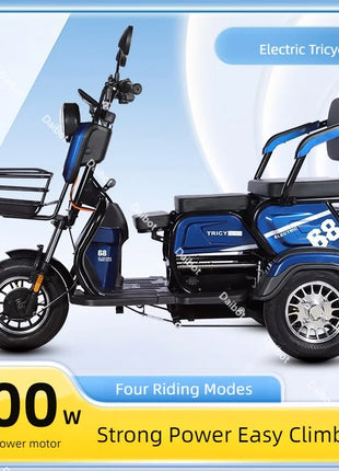 Adult Electric Tricycle Mini Passenger 3 Wheel Electric Scooter 3 Seats For Women Family 600W Powerful Senior Mobility Scooter